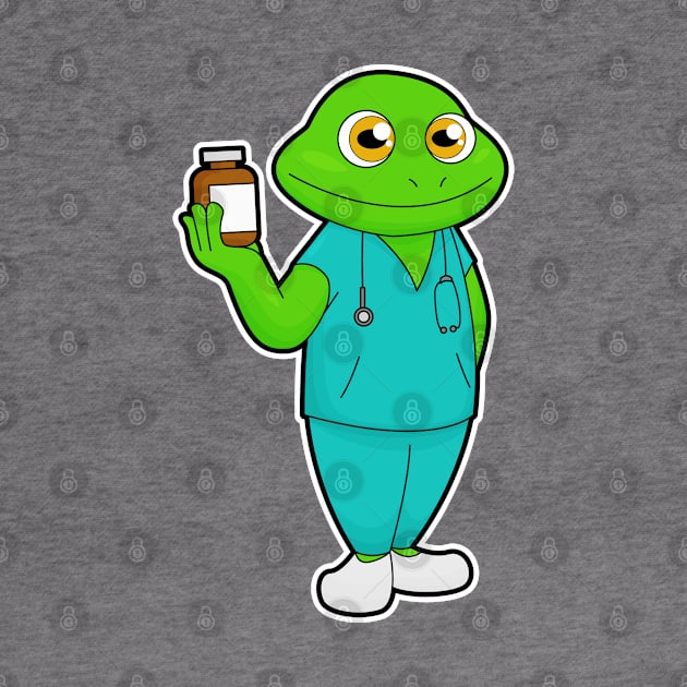 Frog as Nurse with Medicine & Stethoscope by Markus Schnabel